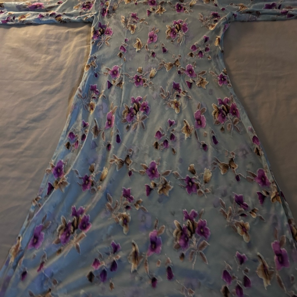 Authentic whimsigoth vintage Floral Blue & Purple net 2 piece shalwar kameez